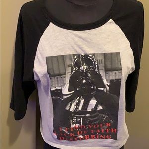 Darth Vader 3/4 sleeve raglan style tee sz M